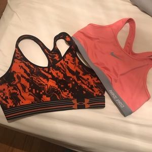 Nike and Under Armour Sports bras size L
